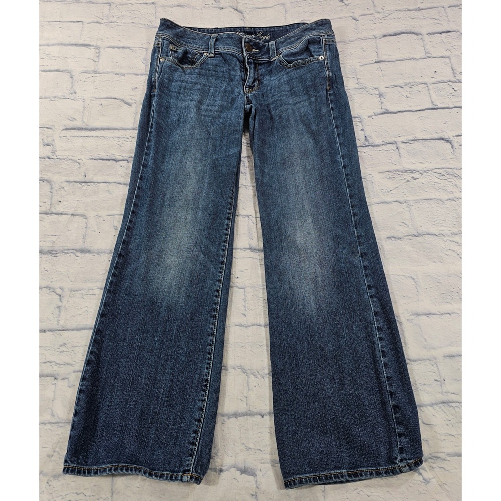 American Eagle Slim Boot Jeans Womens 6 Blue Dark Wash Flare Stretch Denim